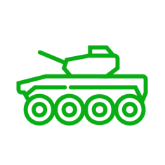 Icon of tank for Defense and military market page on Gravotech website