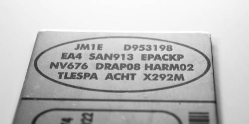 Black laser marking with Metal Marker G on a ID plate with bold serial codes