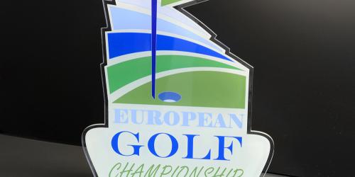 UV printing on an acrylic trophy for golf championship display