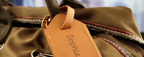 Customise leather luggage tag