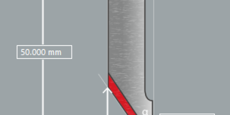 Cutter tool diagram showing tool bit used for new Cutter and chamfer toolpath
