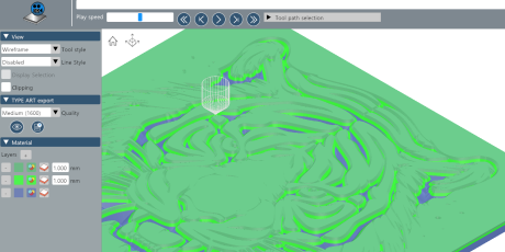Tiger engraving toolpath preview with NC simulation